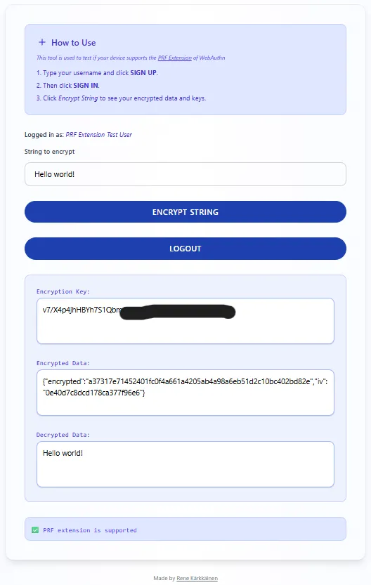 This is what the tool looks like if your device supports the PRF Extension.